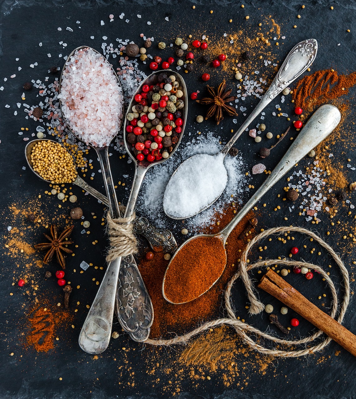 spices, mobile wallpaper, lock screen wallpaper, spoons, salt, mobile wallpaper 4k, ipad wallpaper, pepper, ingredients, phone wallpaper, samsung wallpaper, condiments, flavoring, beautiful wallpaper, background, wallpaper, iphone wallpaper